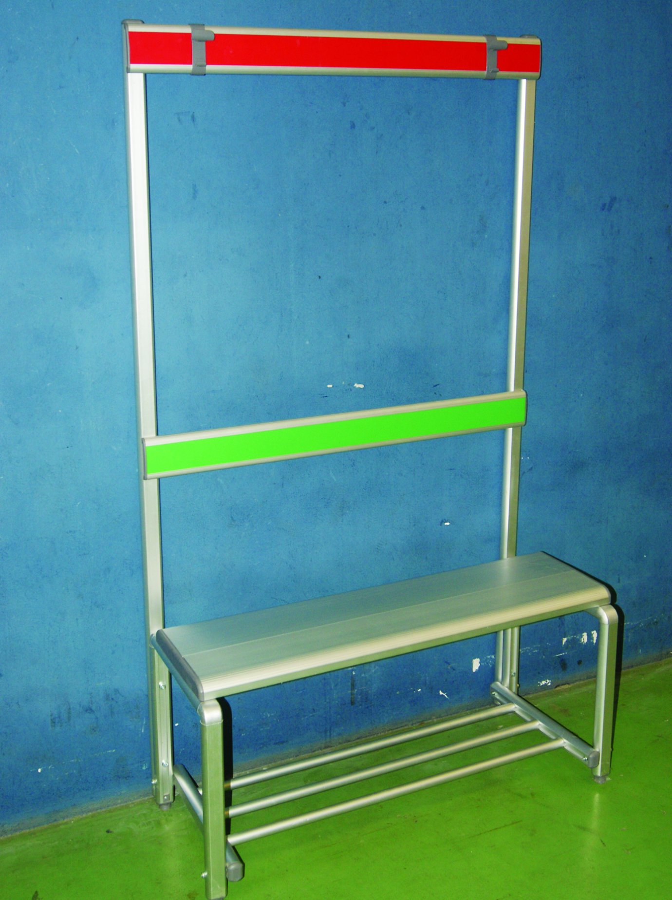 Changing Room Bleacher with Aluminium Bench: Single high Backrest